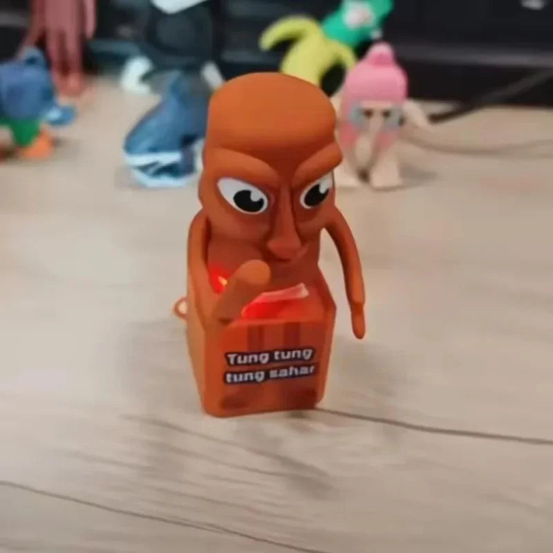 Stick man Tung tung tung Tungtungtung Anime Wooden Keychain Stick Man Figure with Luminous