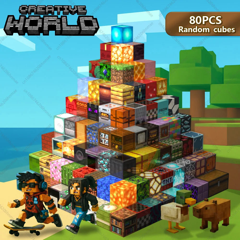 Magnetic Building Blocks Mine World Magnet Cube Brick Sets Best Gift for Boys Girls Kids 3+ DIY Pixel style Model Base plate Toy