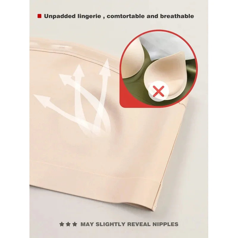 Women's Strapless No Padding Seamless Front Button Bra Comfortable Smooth Underwear