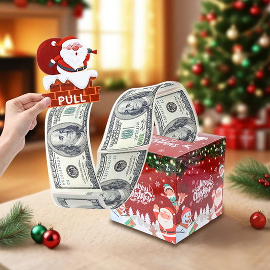 Christmas Cash Gift Box Happy 2026 New Year Decoration Surprise Money Pulling Box Xmas Navidad Santa Claus Gift Money Envelope