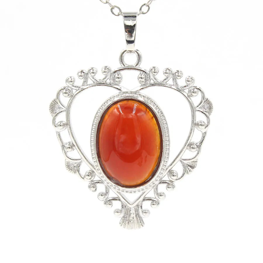 Heart Oval Crystal Quartz Bead Necklace Pendants Pendulum Natural Stone Reiki Charms Fashion Jewelry Retail 1pcs