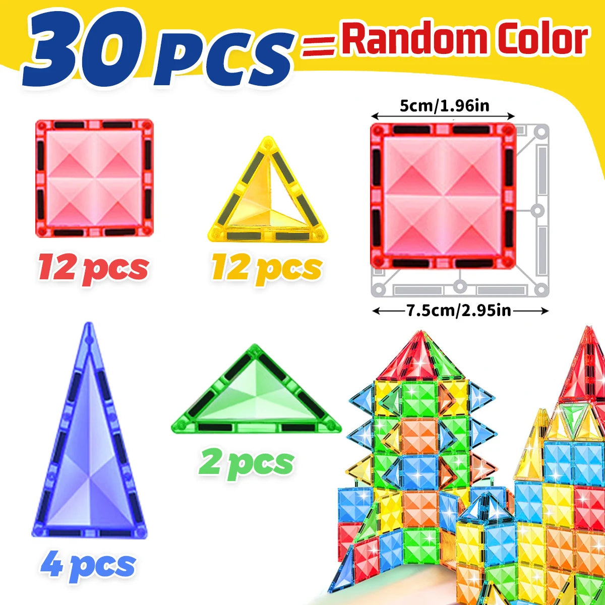 30/50/100PCS Magnetic Building Blocks Construction Set 3D Toys For Kids Montessori Educational STEM Blocks Toys With Wheels