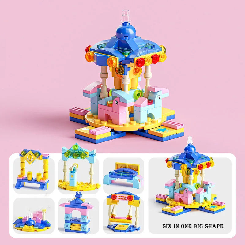 DIY Architecture Ice Cream Car Store Street View Food Building Blocks Kit Girls Bricks Classic Movie Model Kid Toys For Children