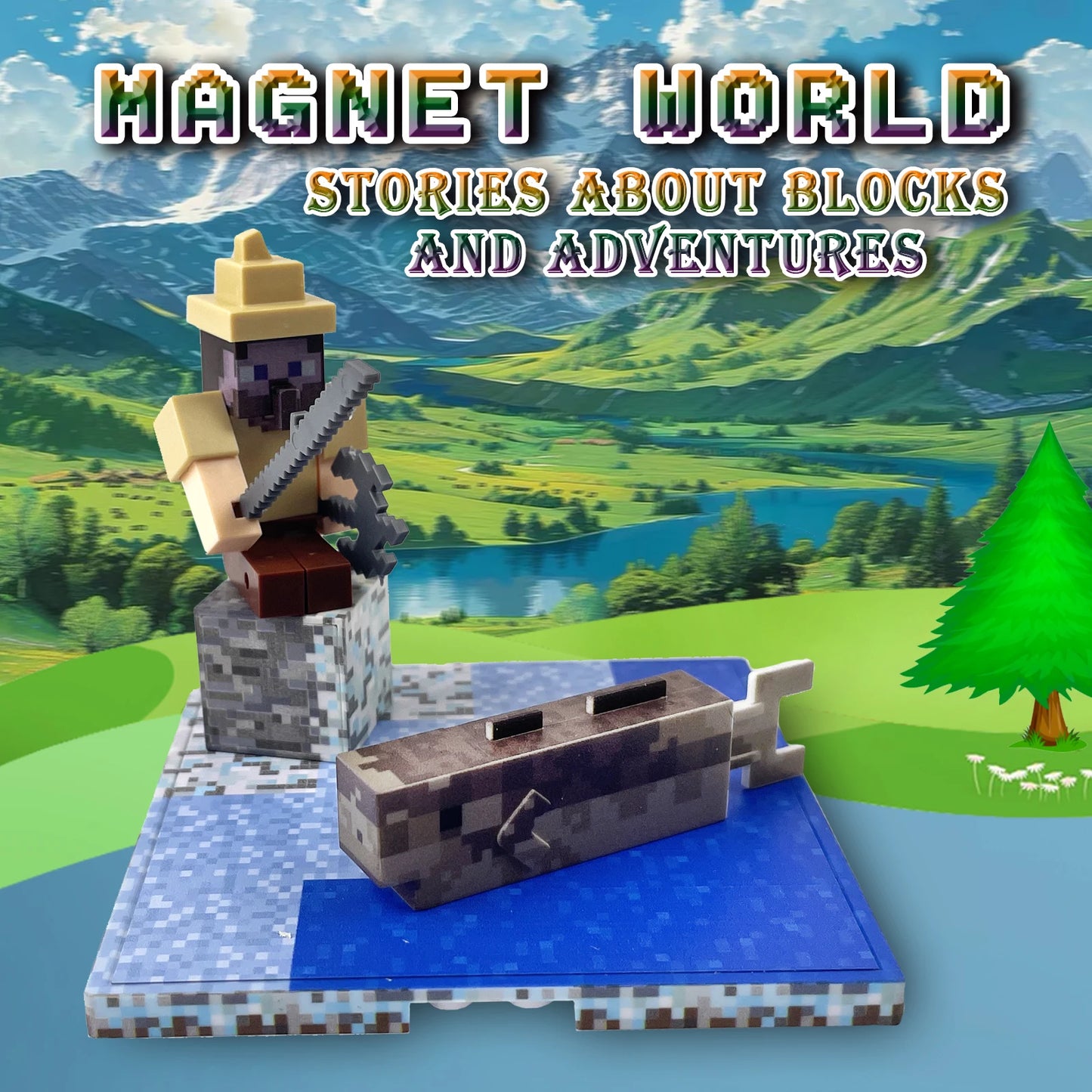 Magnetic building block world, STEM educational sensory toys, animal and character DIY, children's educational magnetic toys
