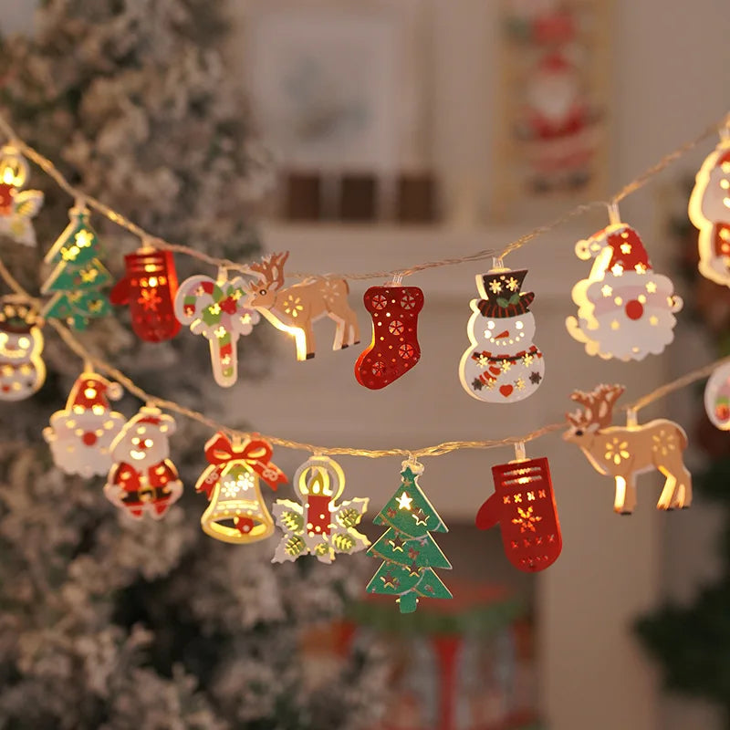 Christmas Lights String Santa Claus Snowman USB Garland LED Christmas Tree Decorative Light Party New Year's Decor Natal droship