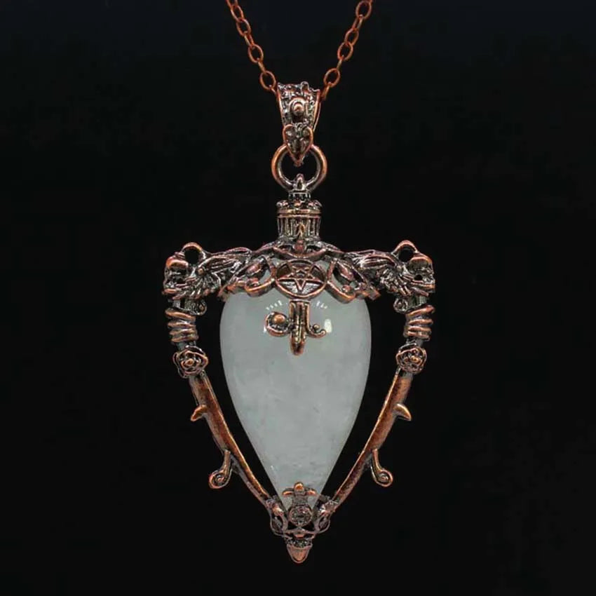 Water Drop Crystal Pendant Necklace for Men and Women Natural Amethyst Rose Quartz Onyx Lapis Lazuli Opal Antique Stone Jewelry