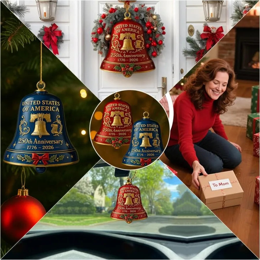 17762026 United States 250th Anniversary Bell Ornament 2D Acrylic Material Ideal for Christmas Trees Garden Decorations Terrace