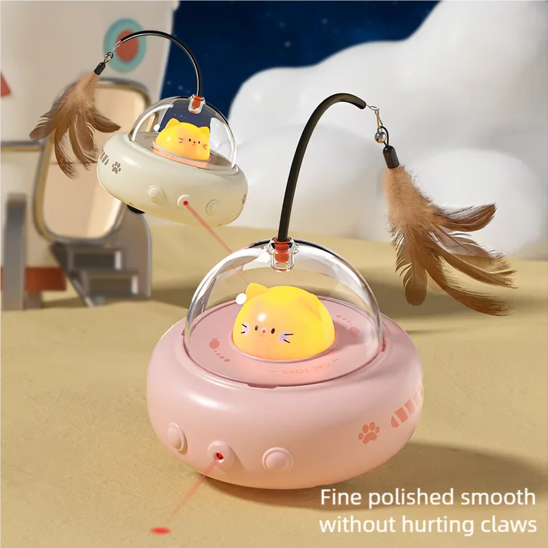 Electric Cat Toys Feather Teaser Wand Rechargeable Intelligent Sensing Kitten Toys for Chasing Interactive Play Cat Toys