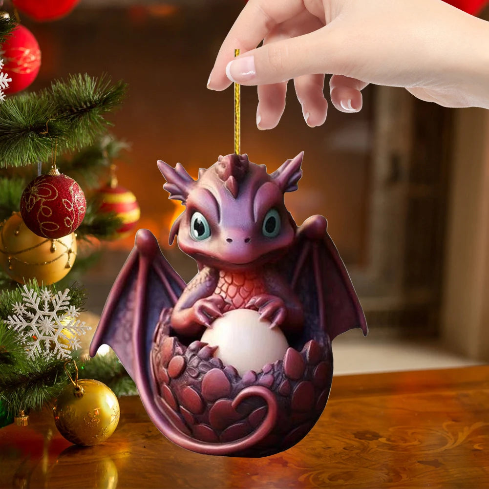 Christmas Dragon Ornaments Novelty Dragon Egg Tree Pendant Cute Hanging Ornament Acrylic for Home and Car Decoration