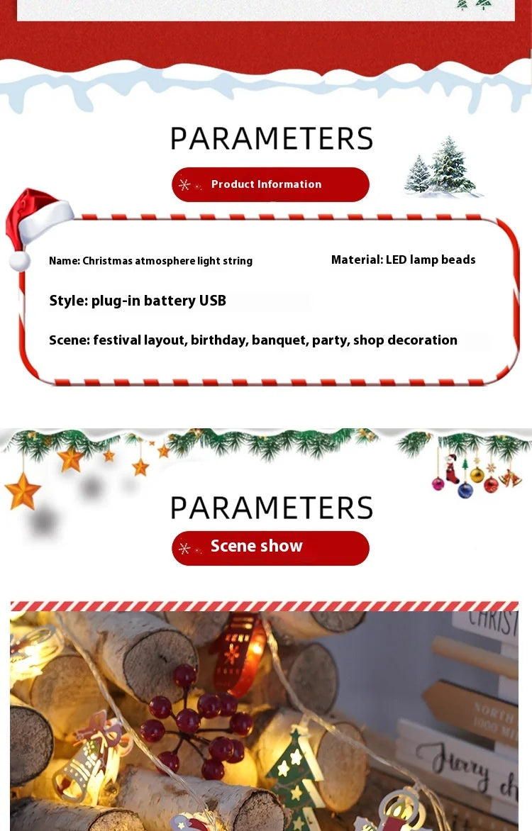 Christmas Lights String Santa Claus Snowman USB Garland LED Christmas Tree Decorative Light Party New Year's Decor Natal droship