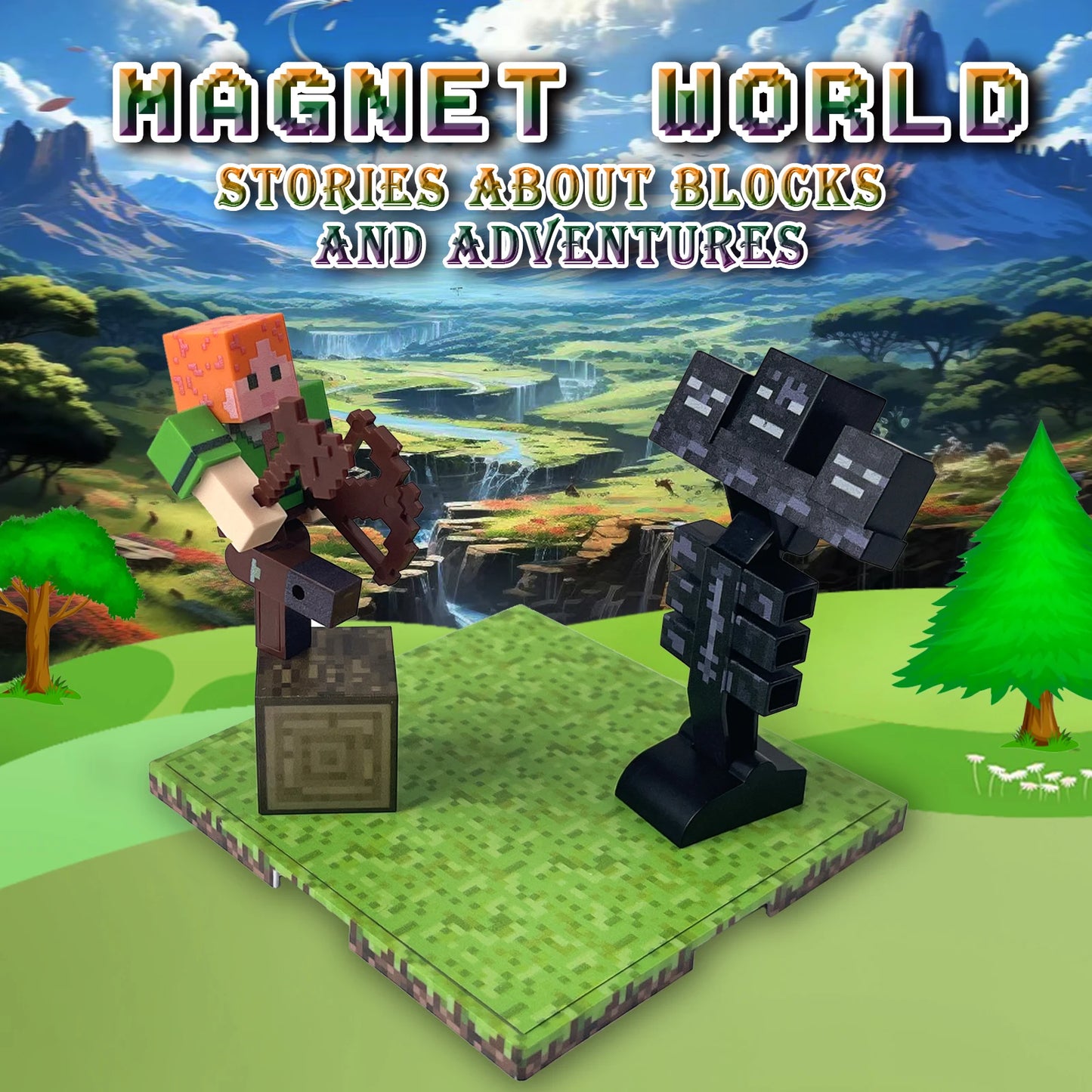 Magnetic building block world, STEM educational sensory toys, animal and character DIY, children's educational magnetic toys