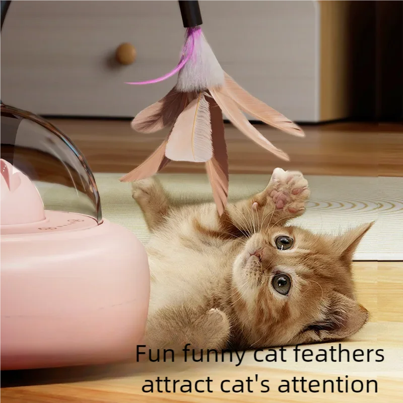 Electric Cat Toys Feather Teaser Wand Rechargeable Intelligent Sensing Kitten Toys for Chasing Interactive Play Cat Toys