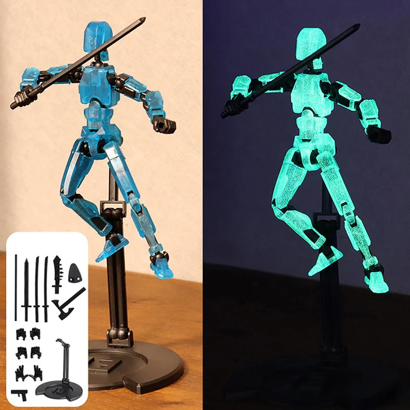 DIY Luminous T13 Multi-Jointed Movable  Mannequin Lucky Robot And Dog Action Figures Toys Kids Gifts