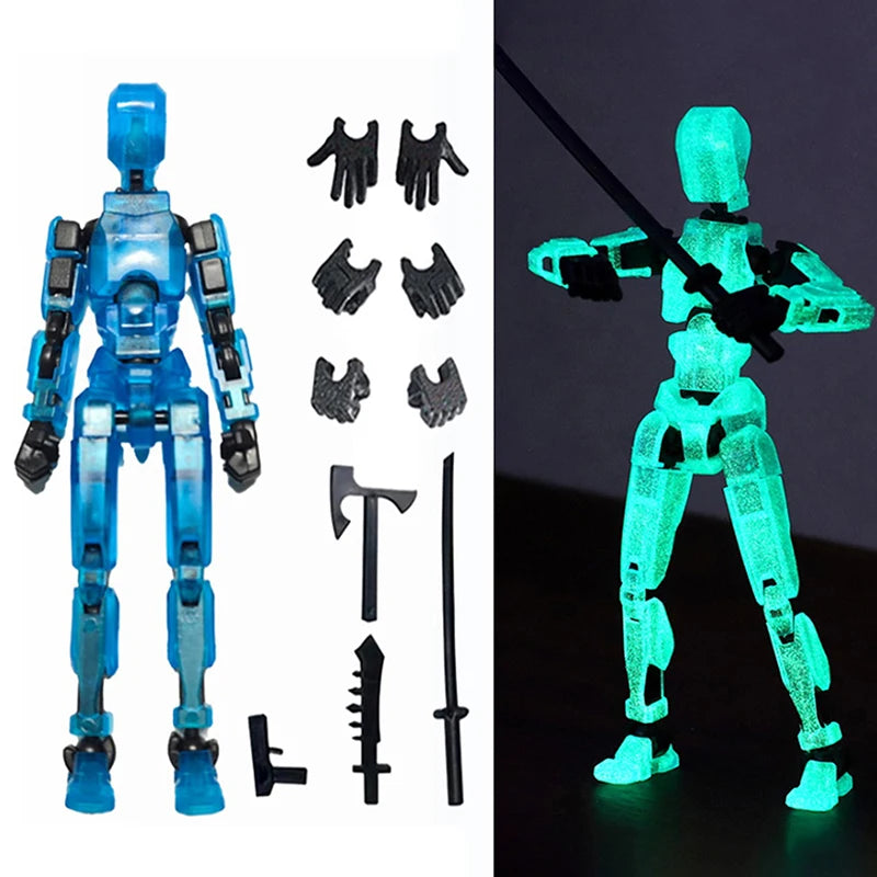 DIY Luminous T13 Multi-Jointed Movable  Mannequin Lucky Robot And Dog Action Figures Toys Kids Gifts