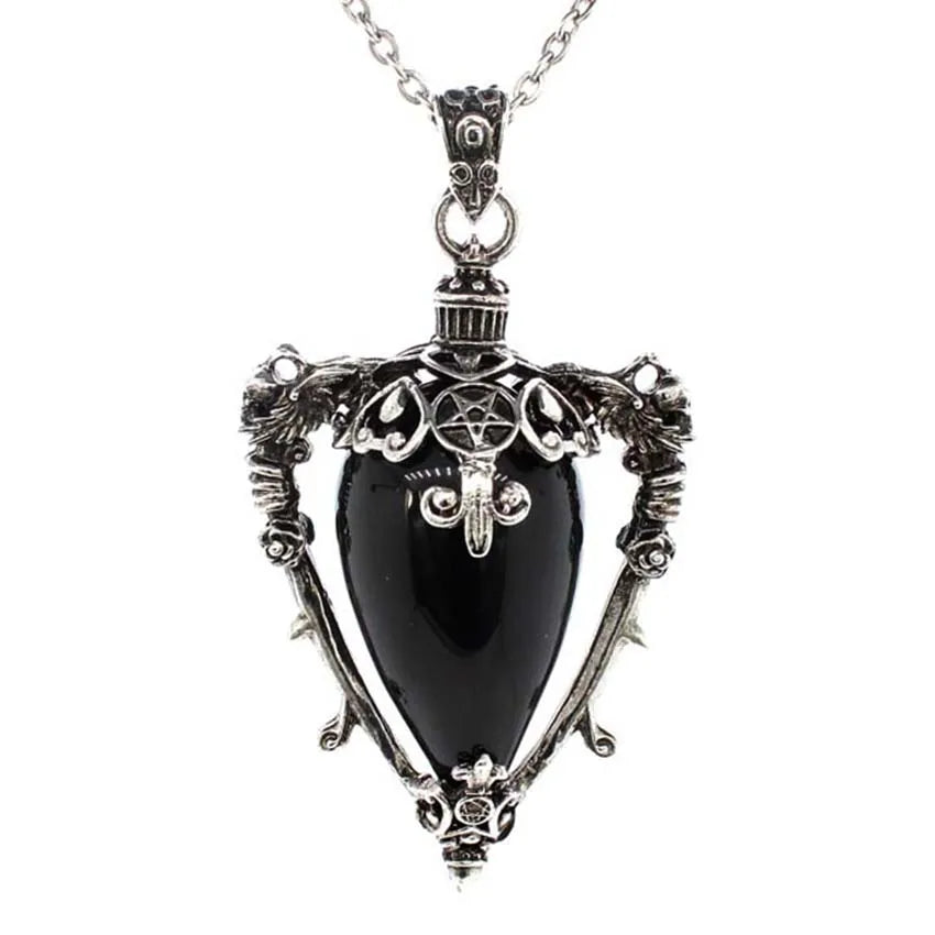 Water Drop Crystal Pendant Necklace for Men and Women Natural Amethyst Rose Quartz Onyx Lapis Lazuli Opal Antique Stone Jewelry