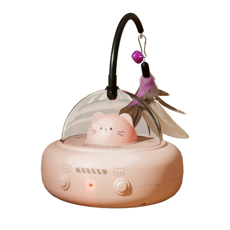 Electric Cat Toys Feather Teaser Wand Rechargeable Intelligent Sensing Kitten Toys for Chasing Interactive Play Cat Toys