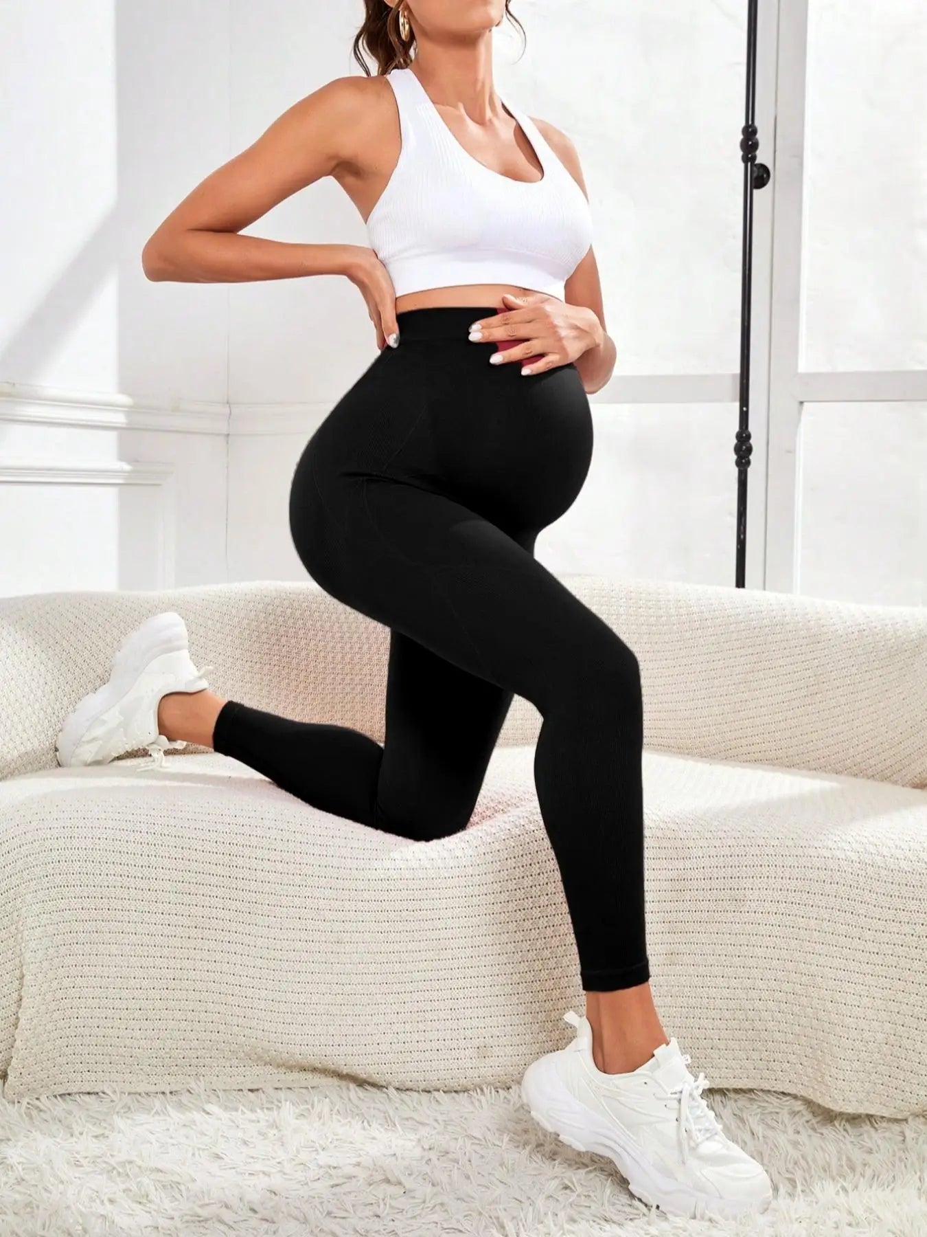 High Waist pregnancy Leggings Maternity clothes for pregnant women Belly Support Knitted Leggins Body Trousers