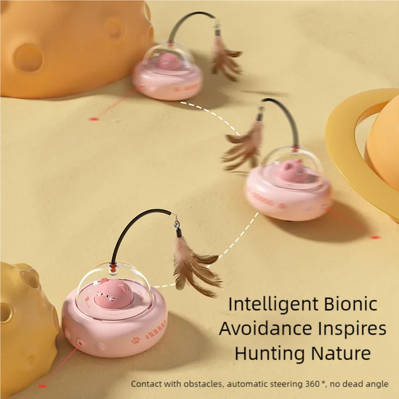 Electric Cat Toys Feather Teaser Wand Rechargeable Intelligent Sensing Kitten Toys for Chasing Interactive Play Cat Toys