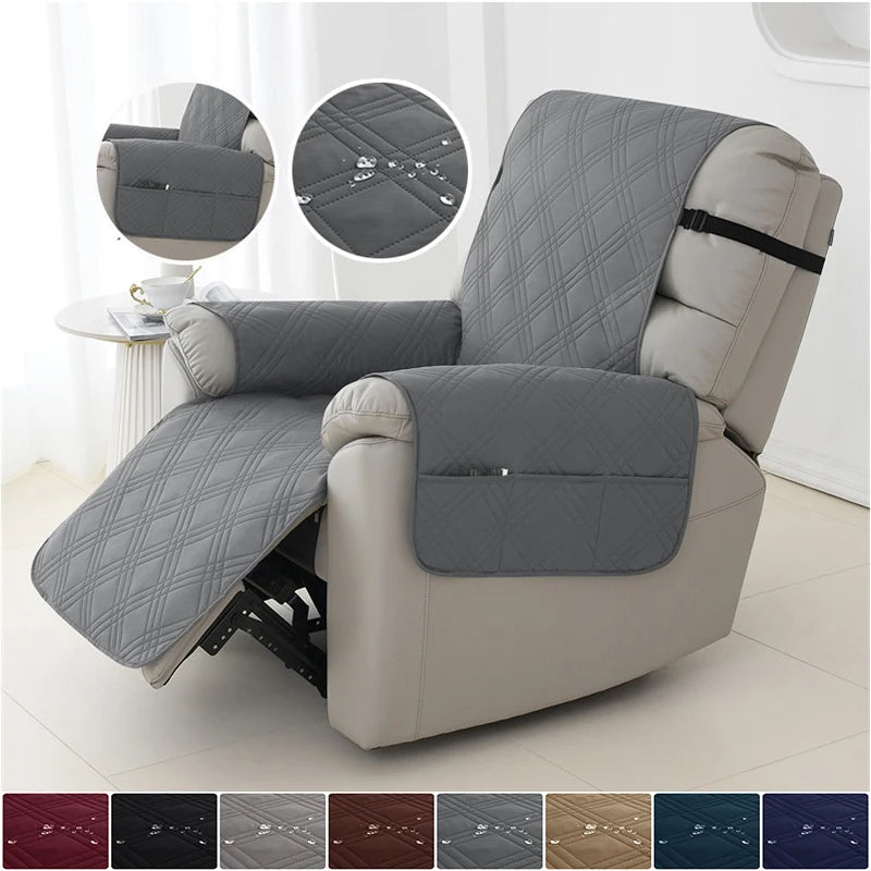 1seater Waterproof Recliner Cover Solid Color Quilted Armchair Slipcover Pet Kids Accent Couch Cushion Living Room Hotel Home