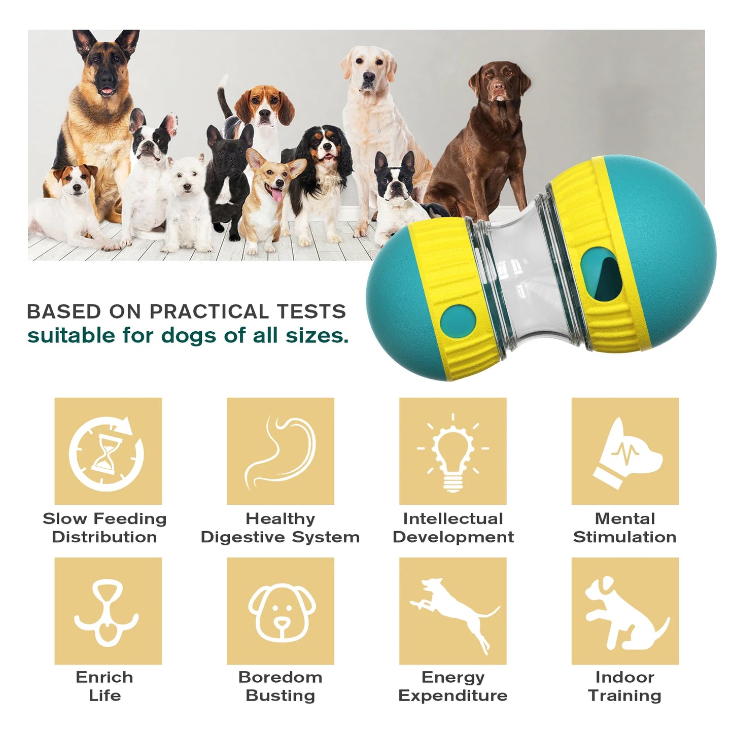 Treat Enrichment Pet Toys Slow Feeder Ball Food Dispensing Puppy Toy for Small Medium Dogs Irregular Rolling Design Dog Toys