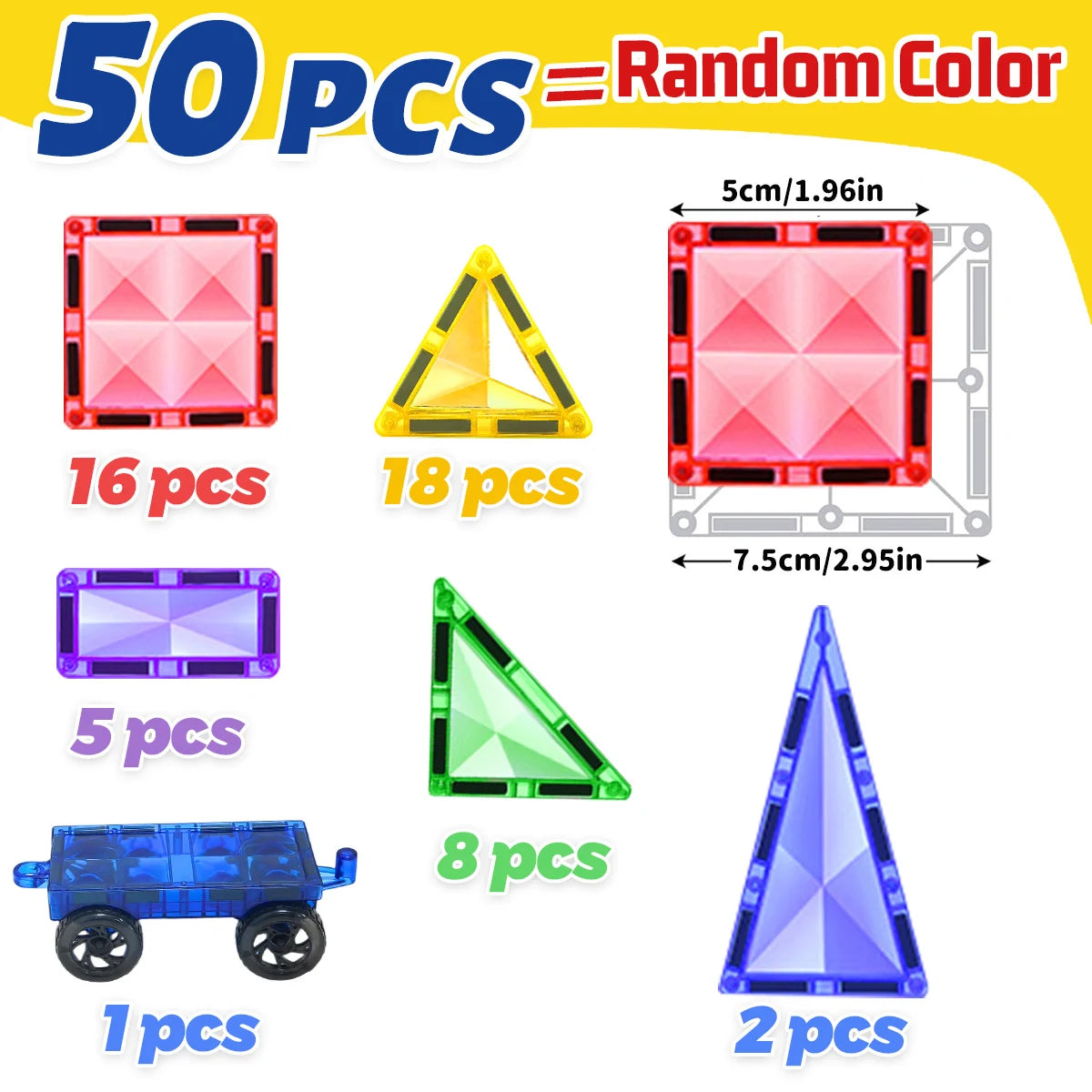 30/50/100PCS Magnetic Building Blocks Construction Set 3D Toys For Kids Montessori Educational STEM Blocks Toys With Wheels