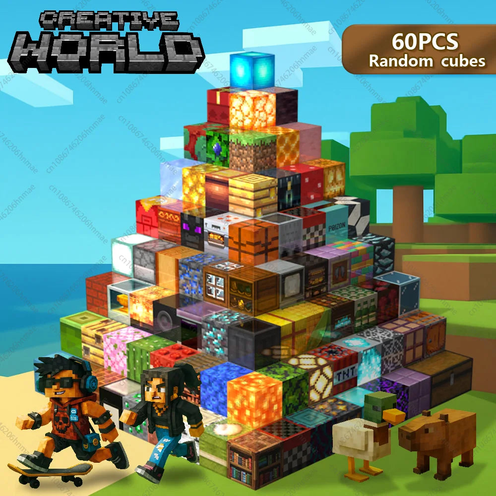 Magnetic Building Blocks Mine World Magnet Cube Brick Sets Best Gift for Boys Girls Kids 3+ DIY Pixel style Model Base plate Toy
