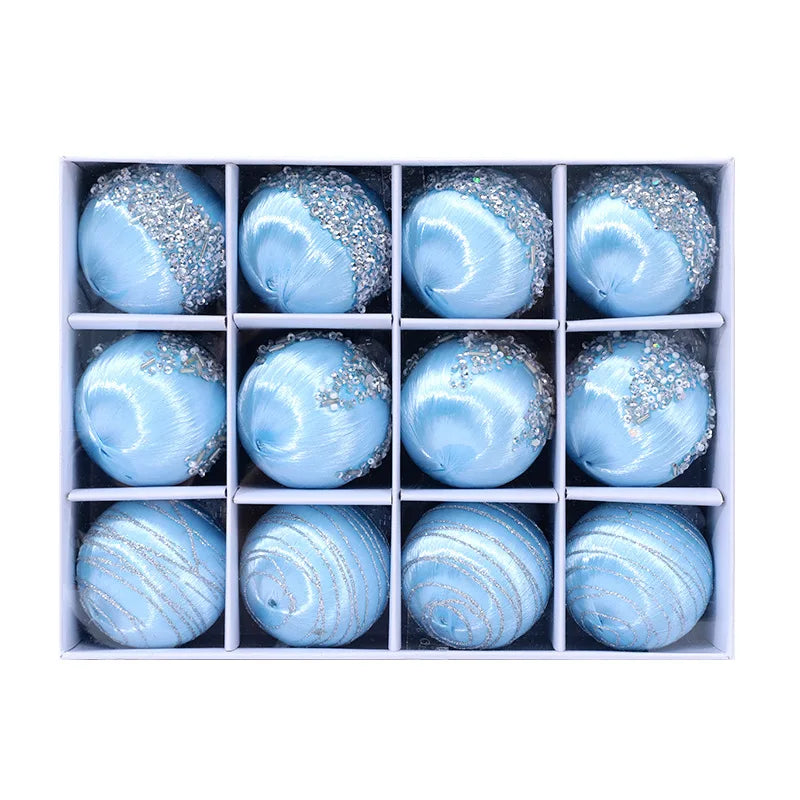 6/12pcs Velvet Christmas Balls Christmas Tree Hanging Ornament Exquisite Velvet Pendant Ball For Home Christmas Party Decoration