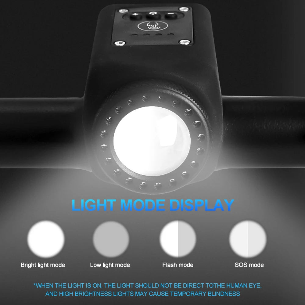 Bike Horn Light 110DB USB Rechargeable Bicycle Front Light Electric Bell Remote Control Horn Bike Light Night Cycling Accessorie