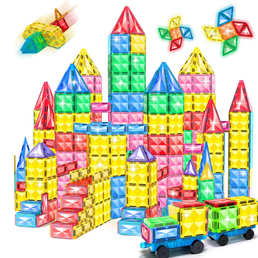 30/50/100PCS Magnetic Building Blocks Construction Set 3D Toys For Kids Montessori Educational STEM Blocks Toys With Wheels