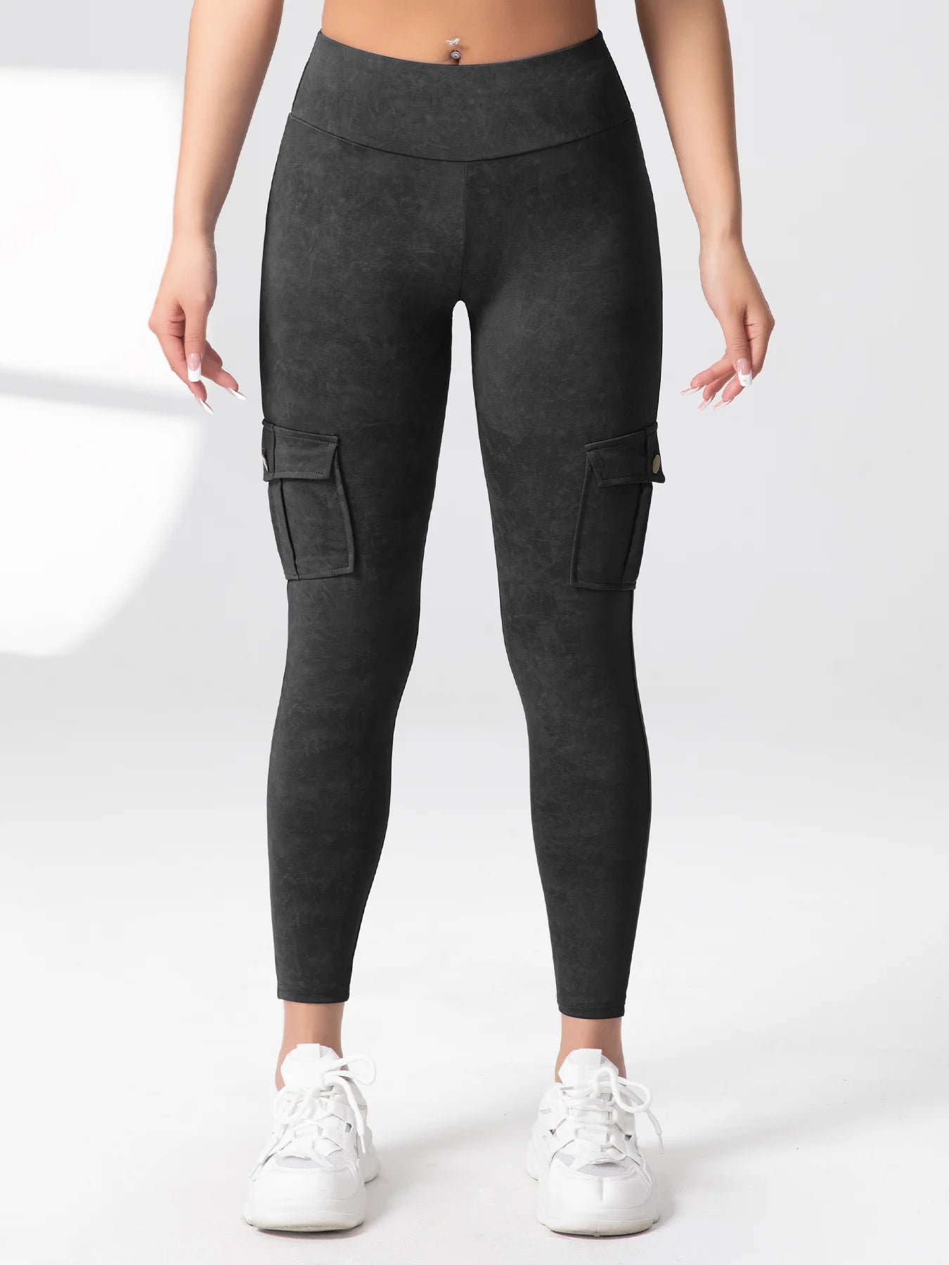 Washed Print Yoga Pants Work Pocket Fitness Legging High Waist Butt Lifting Workout Gym Tights Outdoor Running Pants Sportswear