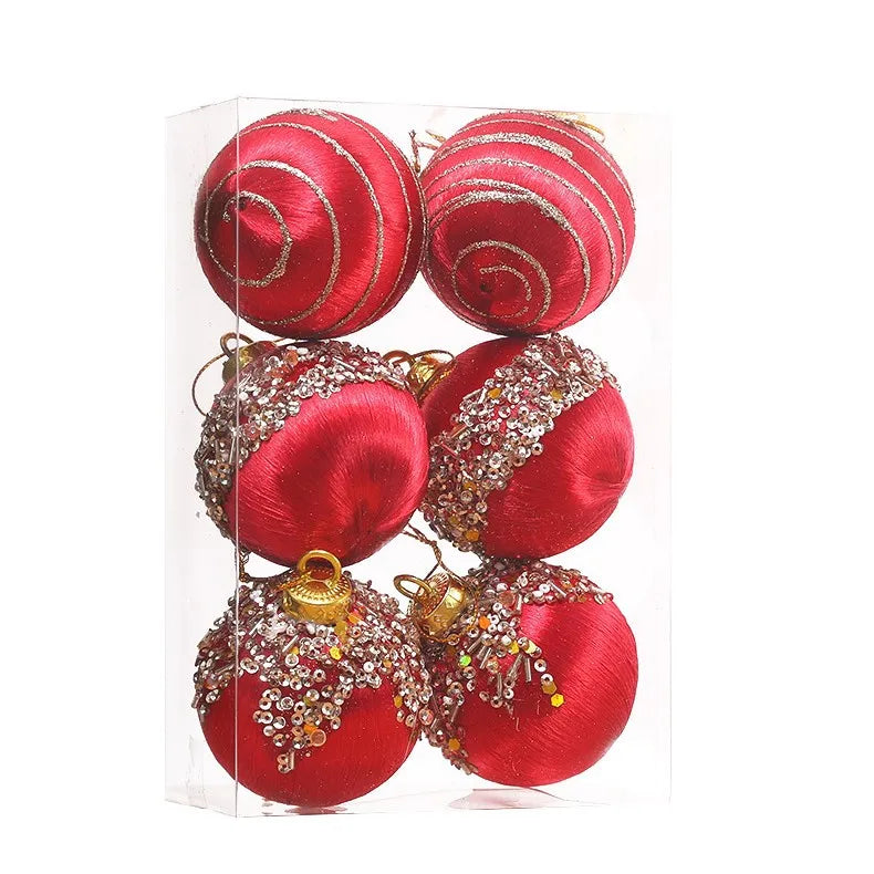 6/12pcs Velvet Christmas Balls Christmas Tree Hanging Ornament Exquisite Velvet Pendant Ball For Home Christmas Party Decoration