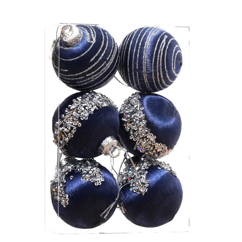 6/12pcs Velvet Christmas Balls Christmas Tree Hanging Ornament Exquisite Velvet Pendant Ball For Home Christmas Party Decoration