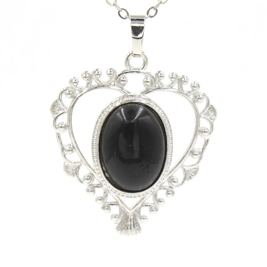 Heart Oval Crystal Quartz Bead Necklace Pendants Pendulum Natural Stone Reiki Charms Fashion Jewelry Retail 1pcs