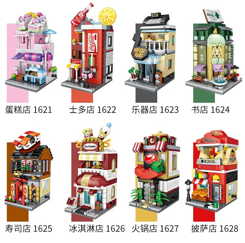 LOZ Blocks Cute Mini Street Store Children Educational Toys Small Shop Brinquedos Model  Building Bricks Girl Gifts 1621 - 1652