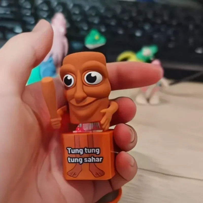 Stick man Tung tung tung Tungtungtung Anime Wooden Keychain Stick Man Figure with Luminous