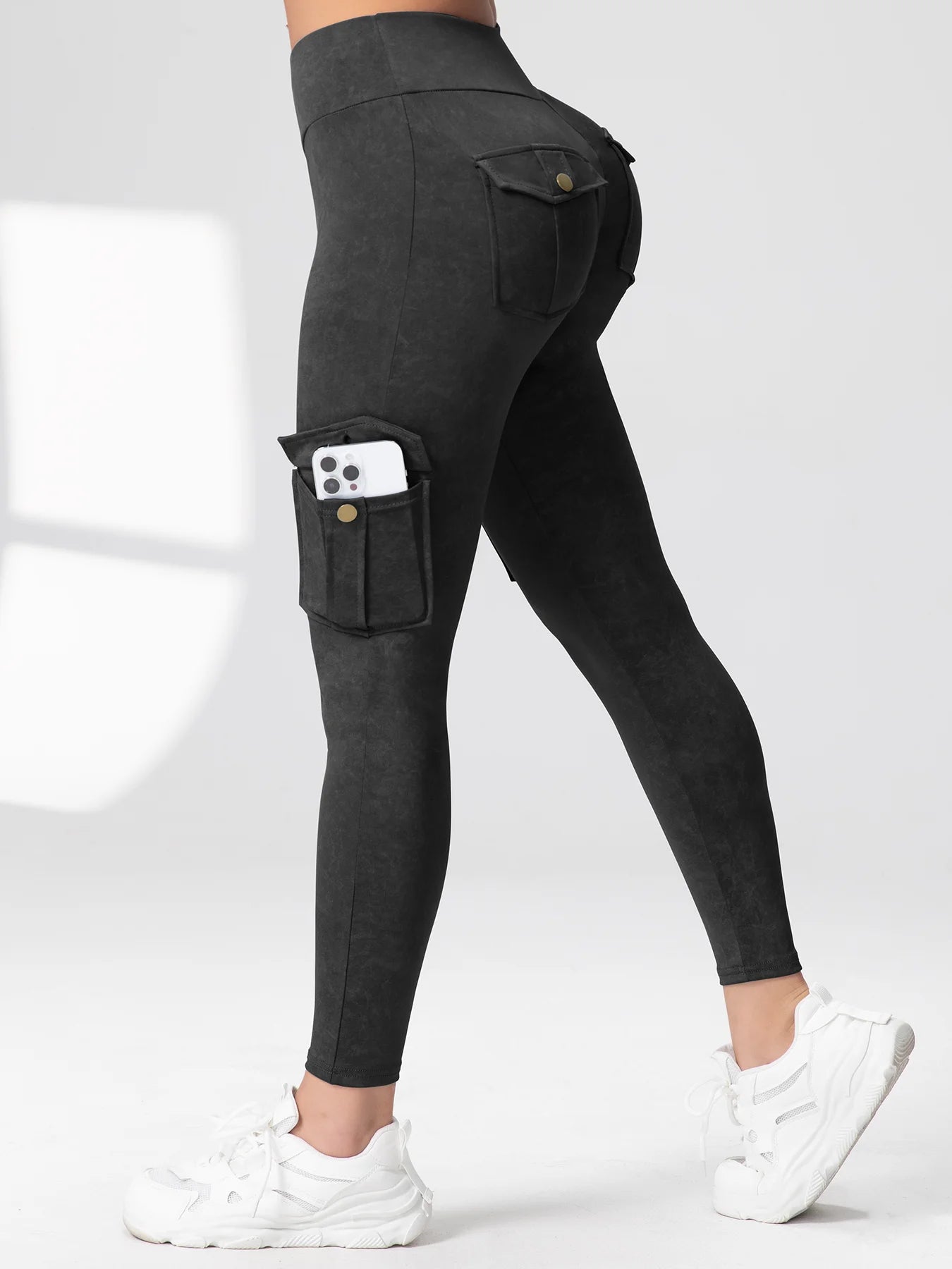 Washed Print Yoga Pants Work Pocket Fitness Legging High Waist Butt Lifting Workout Gym Tights Outdoor Running Pants Sportswear