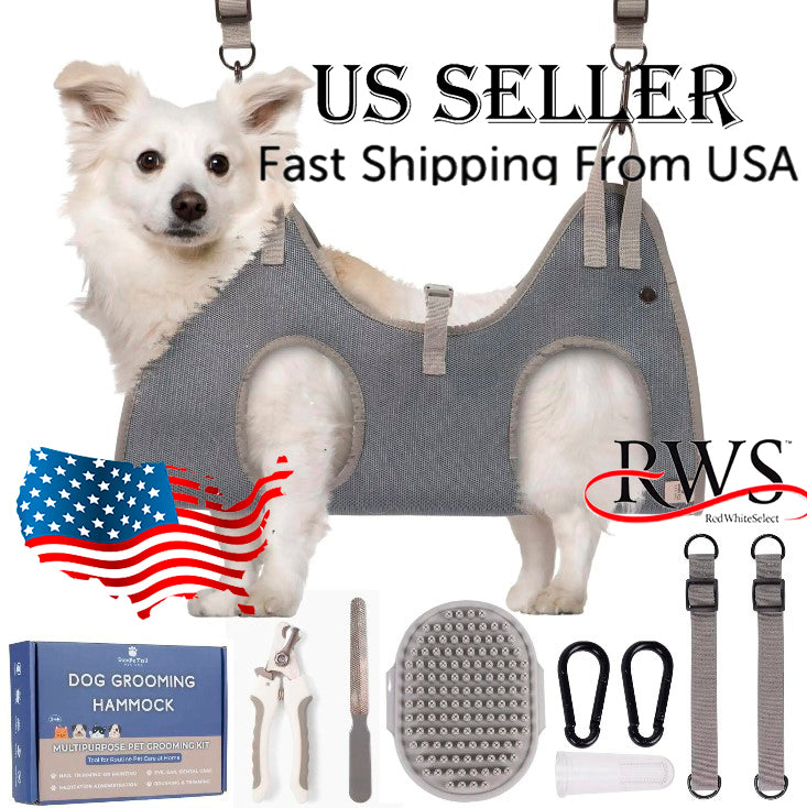 Dog Grooming Hammock Kit | Hanging Dog Grooming Harness | Dog Hammock for Nail Trim with Dog Toenail Clippers | Pet Grooming Hammock & Dog Sling for Nail Trimming (Medium)