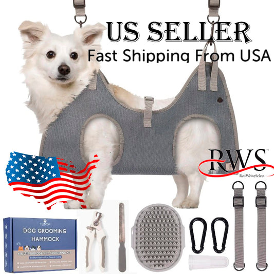 Dog Grooming Hammock Kit | Hanging Dog Grooming Harness | Dog Hammock for Nail Trim with Dog Toenail Clippers | Pet Grooming Hammock & Dog Sling for Nail Trimming (Medium)