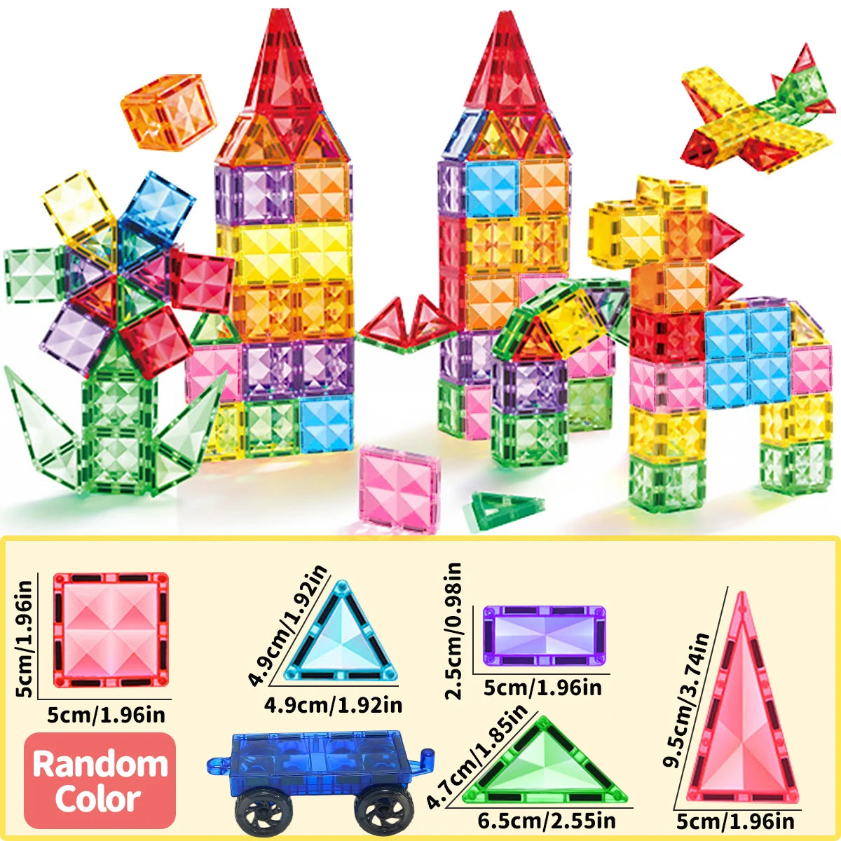 30/50/100PCS Magnetic Building Blocks Construction Set 3D Toys For Kids Montessori Educational STEM Blocks Toys With Wheels