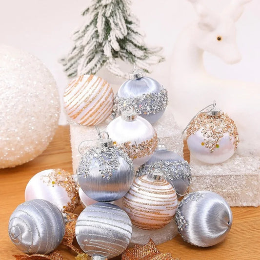 6/12pcs Velvet Christmas Balls Christmas Tree Hanging Ornament Exquisite Velvet Pendant Ball For Home Christmas Party Decoration