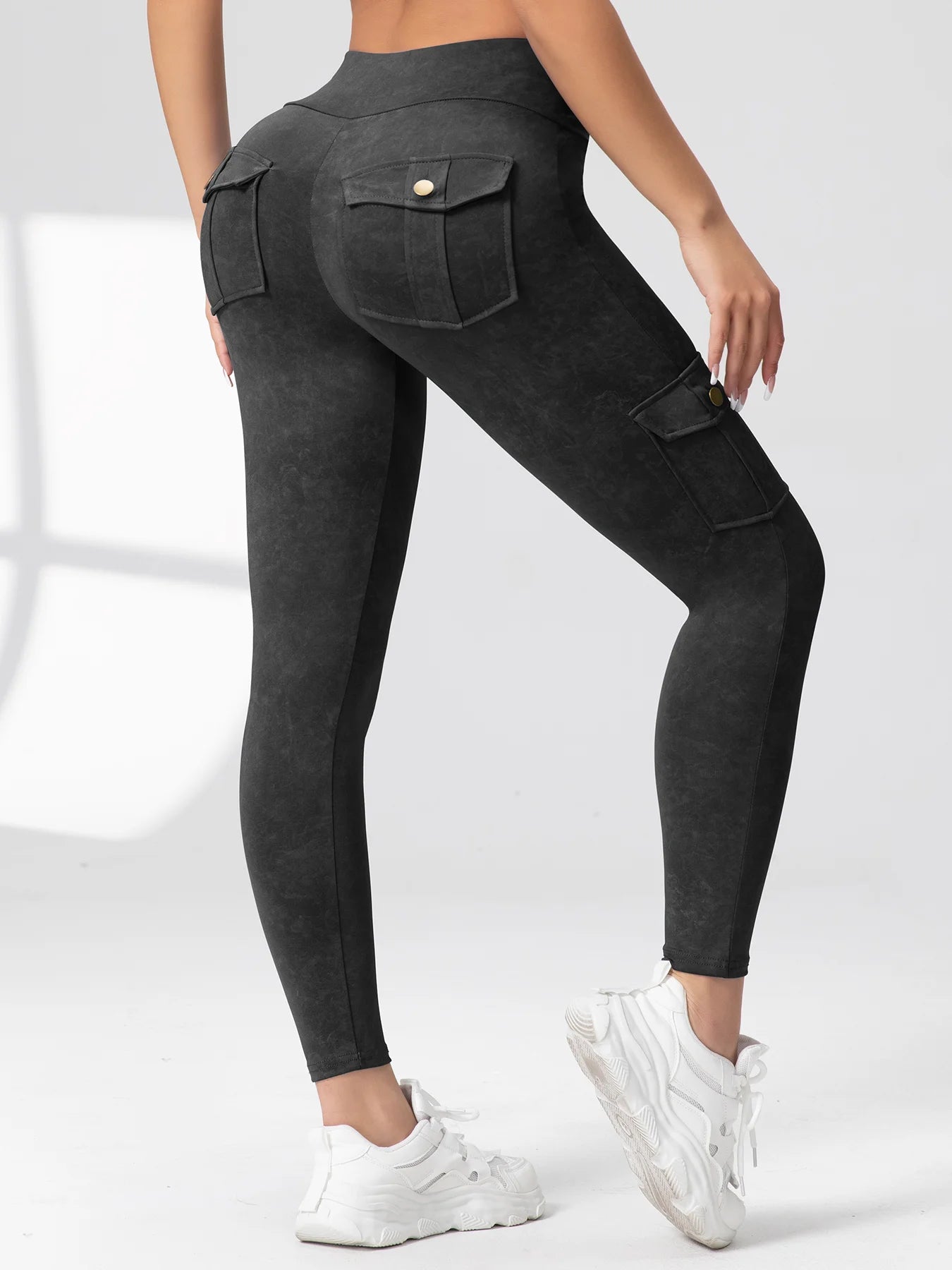 Washed Print Yoga Pants Work Pocket Fitness Legging High Waist Butt Lifting Workout Gym Tights Outdoor Running Pants Sportswear