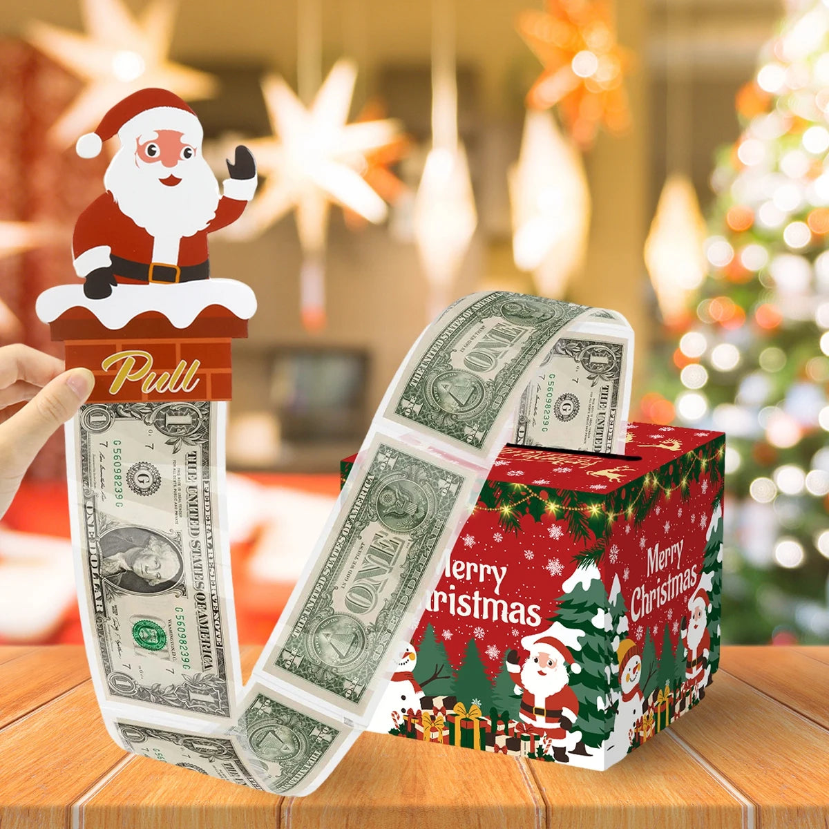 Christmas Cash Gift Box Happy 2026 New Year Decoration Surprise Money Pulling Box Xmas Navidad Santa Claus Gift Money Envelope