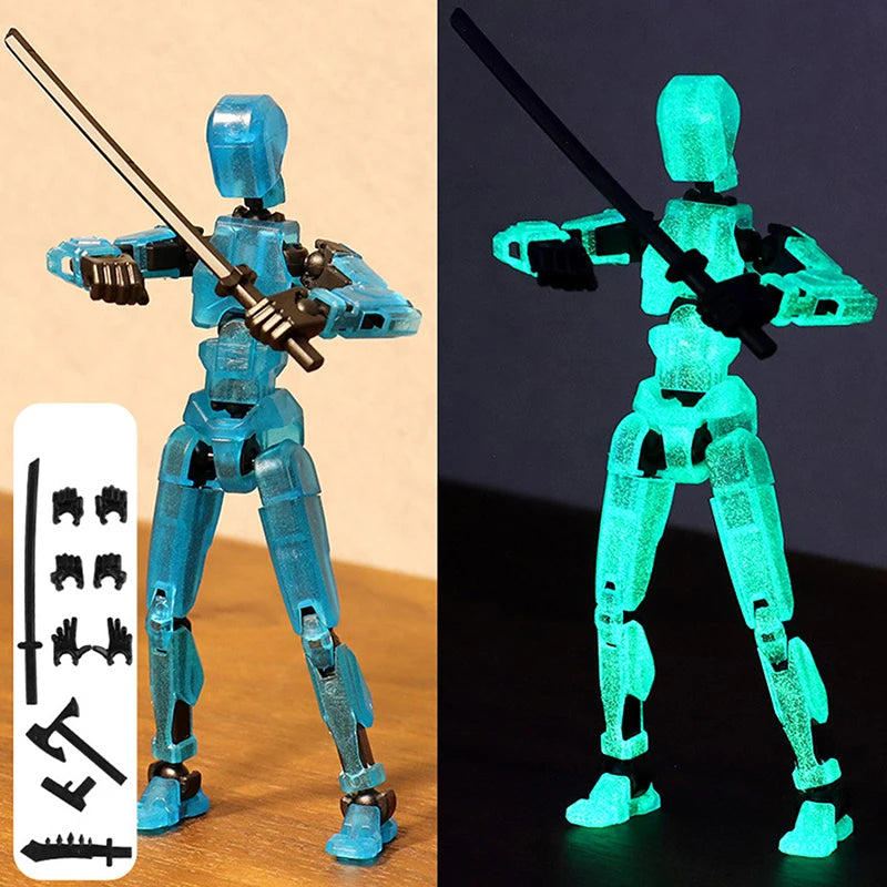 DIY Luminous T13 Multi-Jointed Movable  Mannequin Lucky Robot And Dog Action Figures Toys Kids Gifts