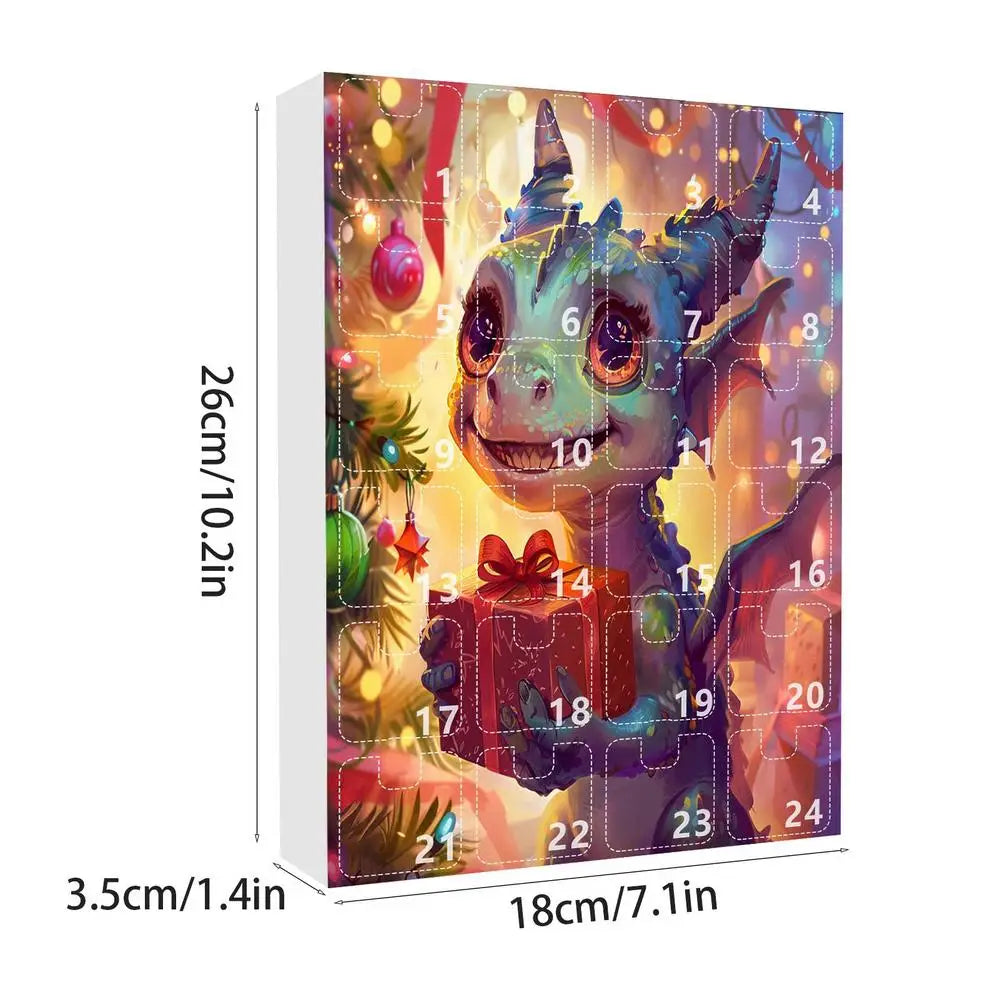 2024 Christmas Dragon Advent Calendar kit Christmas tree Acrylic Dinosaur Ornament Acrylic 2d Dragon Pendant Toy Christmas gift