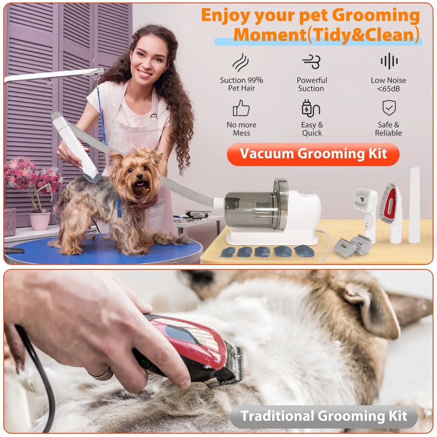 Pet multi-functional hair trimmer dog vacuum set all-in-one machine pet beauty device vacuum cleaner hair clipper