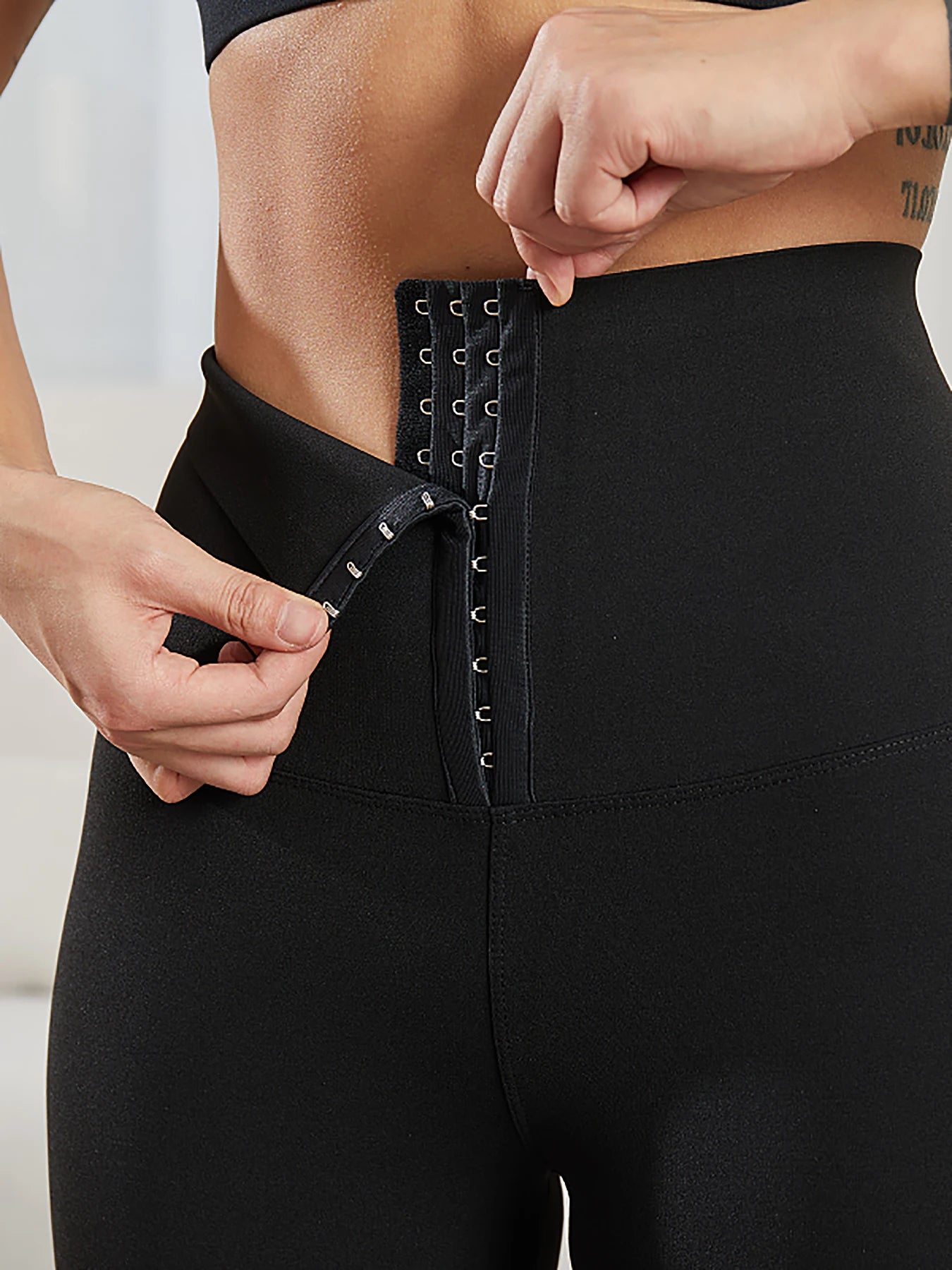 Women Leggings High Waist Tummy Control Compressive Workout Casual Body Shaping Front Button Leggings