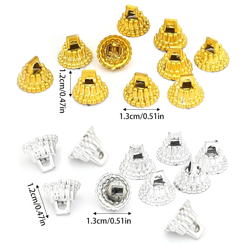 50pc Gold Sliver Round Christmas Ornament Caps Hanger Strings Replacement Xmas Tree Ball Plastic Cap For New Year Home Diy