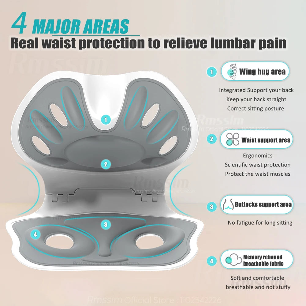 Foldable Back Support Sitting Posture Correction Office Chair Back Pain Relief Ergonomic Waist Protection Cushion Anti Hunchback