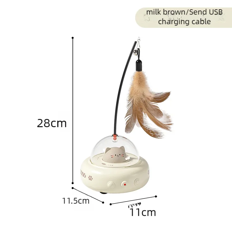 Electric Cat Toys Feather Teaser Wand Rechargeable Intelligent Sensing Kitten Toys for Chasing Interactive Play Cat Toys