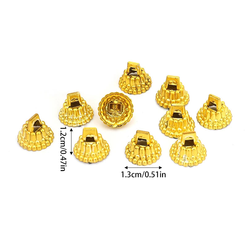 50pc Gold Sliver Round Christmas Ornament Caps Hanger Strings Replacement Xmas Tree Ball Plastic Cap For New Year Home Diy